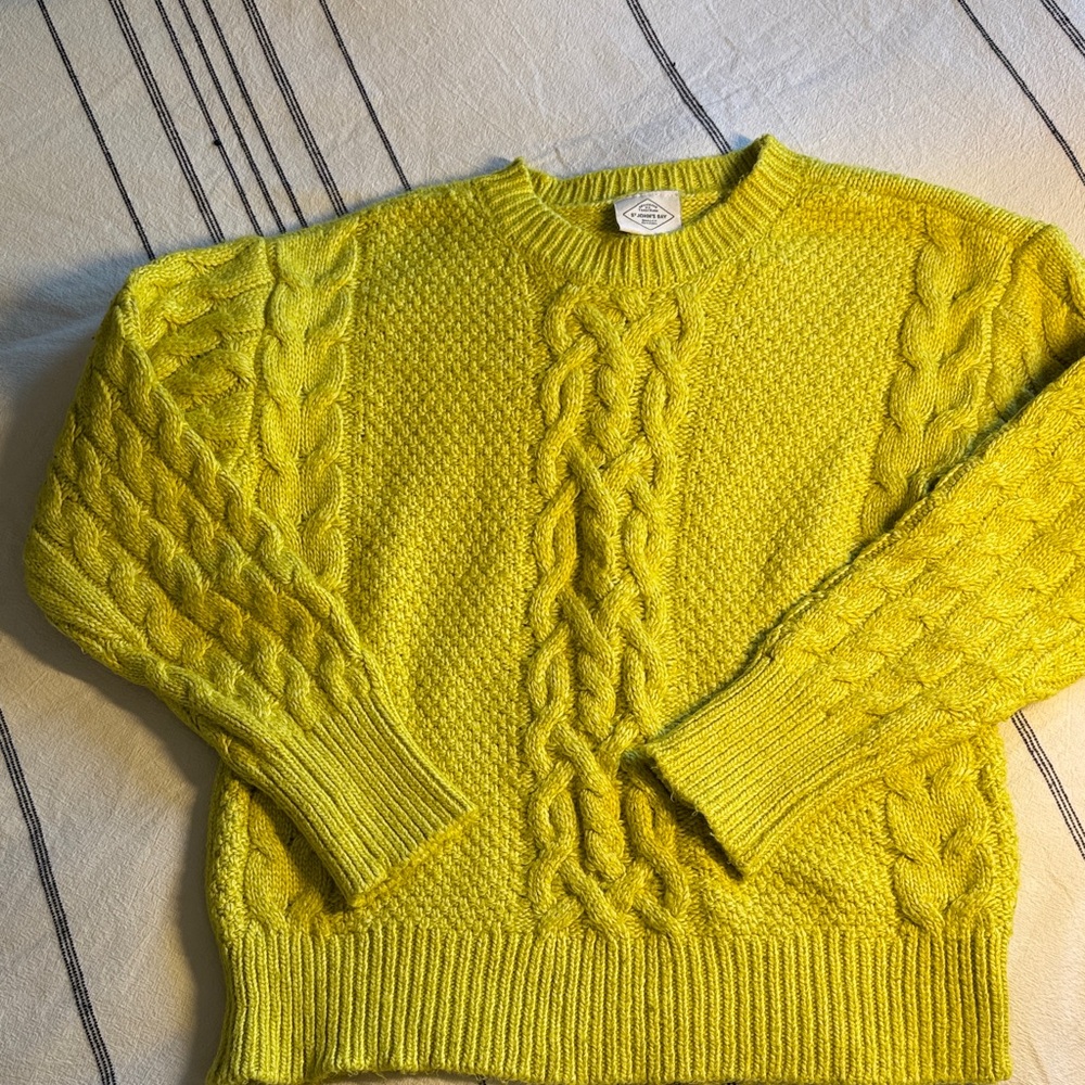 St. John's Bay Yellow Crew Neck Cable Knit Sweater